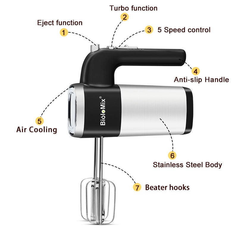 500W Electric Hand Mixer - 5 Speed Food Blender for Baking & Cooking