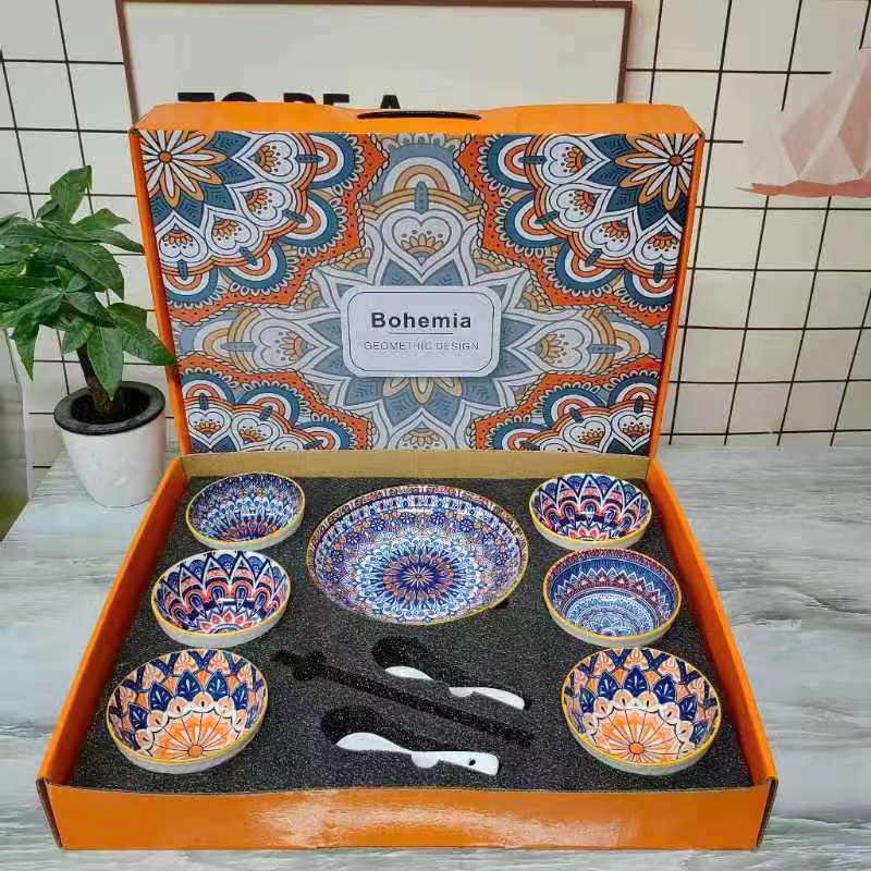 Bohemian Ceramic Bowl And Tableware Set