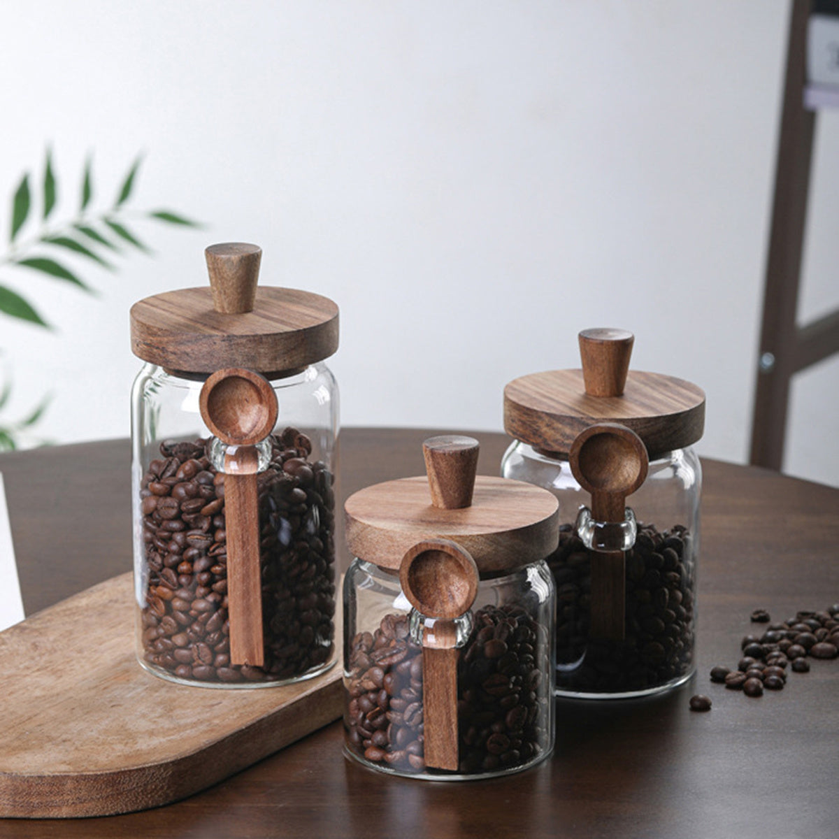3-Piece Glass Storage Jar Set with Spoons