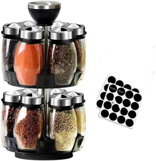 360° Rotating Spice Organizer - 12 Jar Set