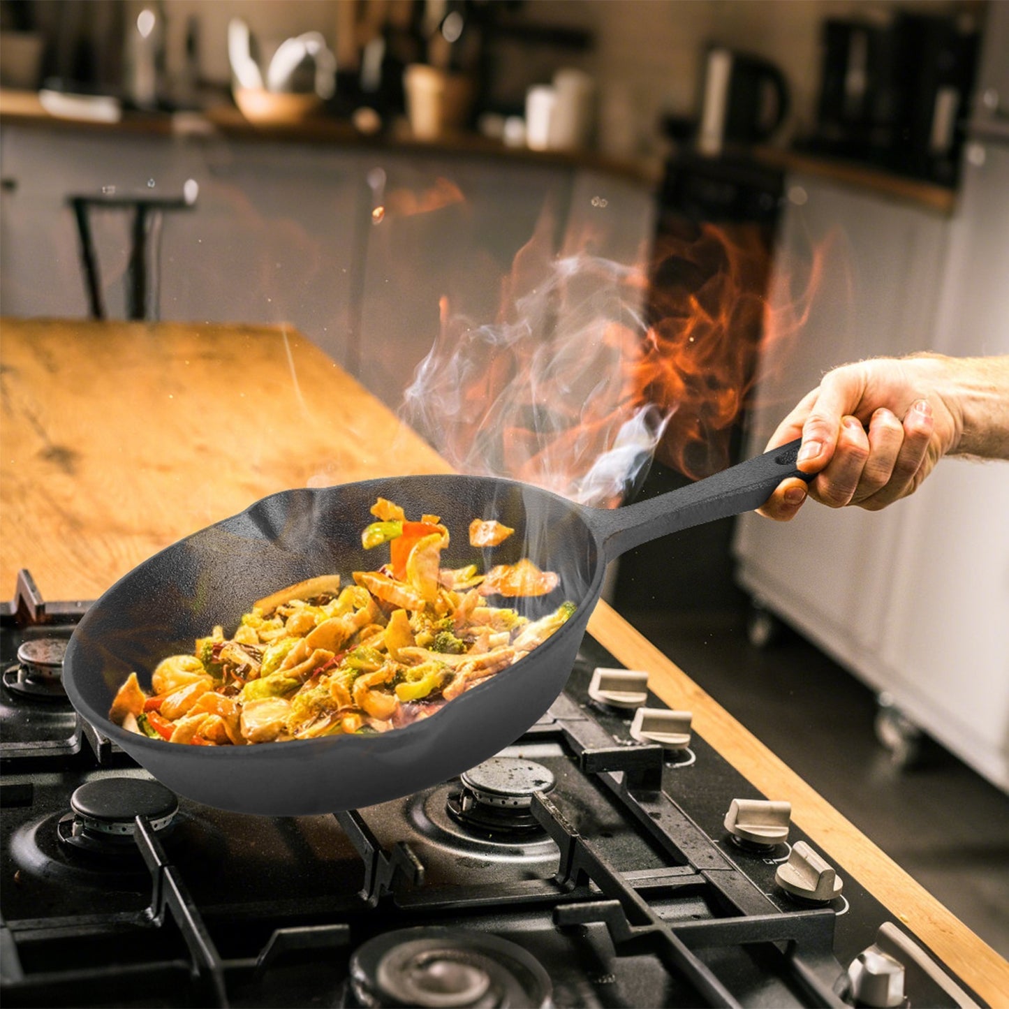 Pre-Seasoned Cast Iron Skillet Set - 3 Piece (6", 8", 10") Non-Stick Cookware