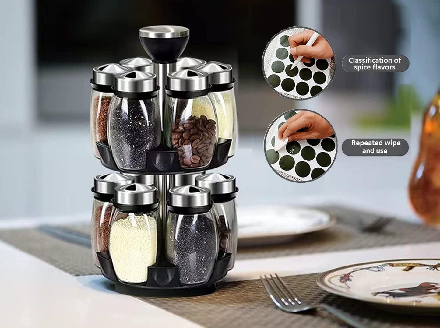 360° Rotating Spice Organizer - 12 Jar Set