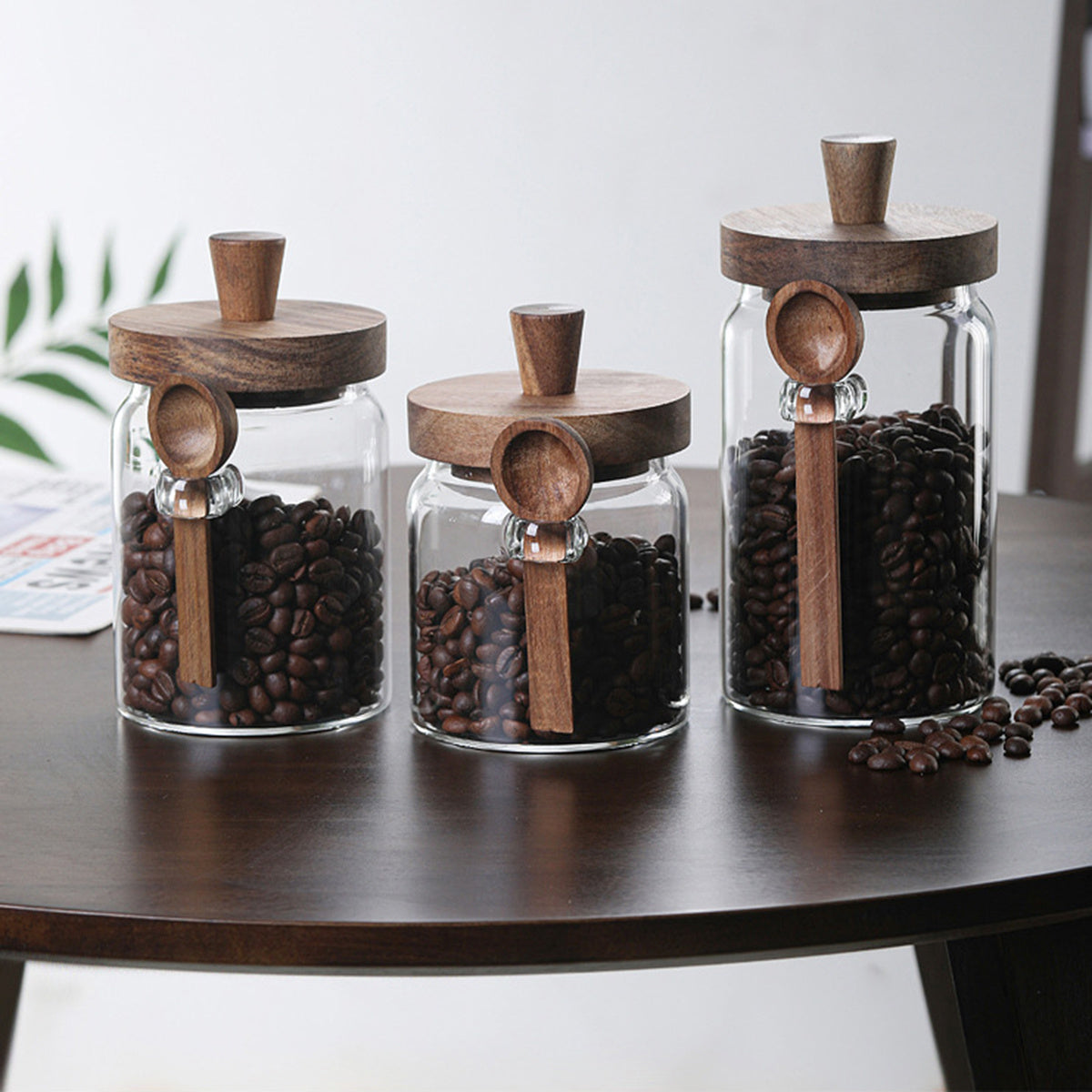 3-Piece Glass Storage Jar Set with Spoons