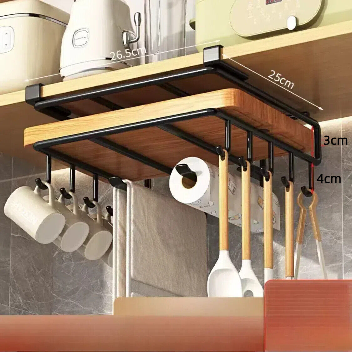 Under Cabinet Storage Rack - Cutting Board Organizer
