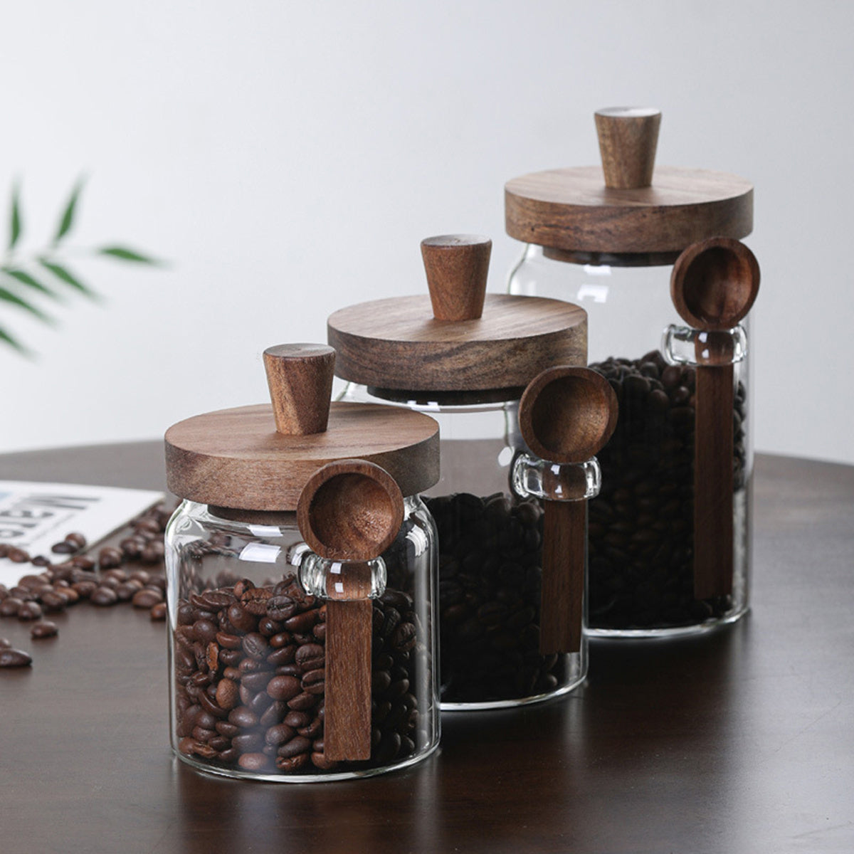 3-Piece Glass Storage Jar Set with Spoons